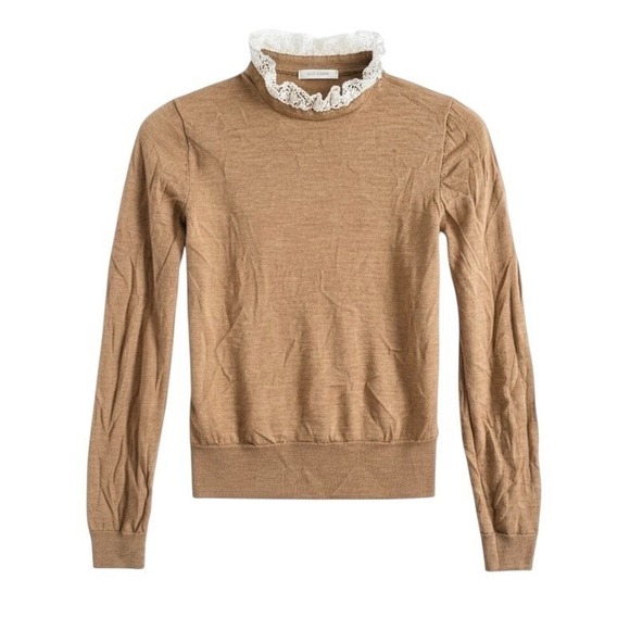 J.CREW Women Sweater M Crochet Collar TIPPI Wool Cottagecore Romantic Prairie - Picture 4 of 12